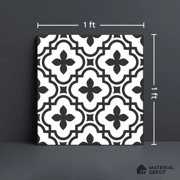 Moroccan Wall & Floor Tile TL 10465 Romano 1 ft x 1 ft Vitrified Matte Finish - 9.5 mm | Suitable For Living Room, Bedroom, Kitchen | 2 mm Spacer is Mandatory | Please Expect a Slight Variation of Pattern