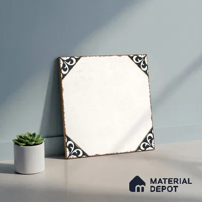 Moroccan Wall & Floor Athangudi Tile TL 10472 B Menta Black 1 ft x 1 ft Vitrified Glue Granula Matte Finish - 9.5 mm | Suitable for Bathroom, Kitchen, Balcony | 2 mm Spacer is Mandatory | Please Expect a Slight Variation of Pattern