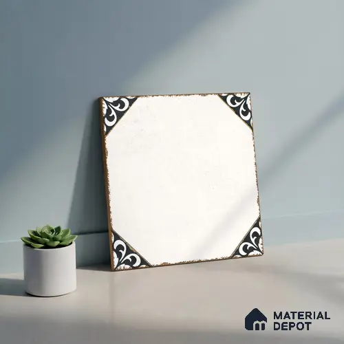 Moroccan Wall & Floor Athangudi Tile TL 10472 B Menta Black 1 ft x 1 ft Vitrified Glue Granula Matte Finish - 9.5 mm | Suitable For Living Room, Bedroom, Kitchen | 2 mm Spacer is Mandatory | Please Expect a Slight Variation of Pattern