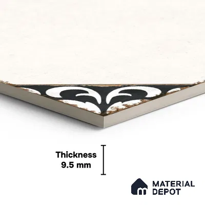 Moroccan Wall & Floor Athangudi Tile TL 10472 B Menta Black 1 ft x 1 ft Vitrified Glue Granula Matte Finish - 9.5 mm | Suitable for Bathroom, Kitchen, Balcony | 2 mm Spacer is Mandatory | Please Expect a Slight Variation of Pattern