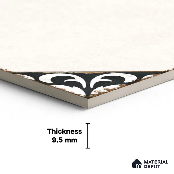 Moroccan Wall & Floor Athangudi Tile TL 10472 B Menta Black 1 ft x 1 ft Vitrified Glue Granula Matte Finish - 9.5 mm | Suitable for Bathroom, Kitchen, Balcony | 2 mm Spacer is Mandatory | Please Expect a Slight Variation of Pattern
