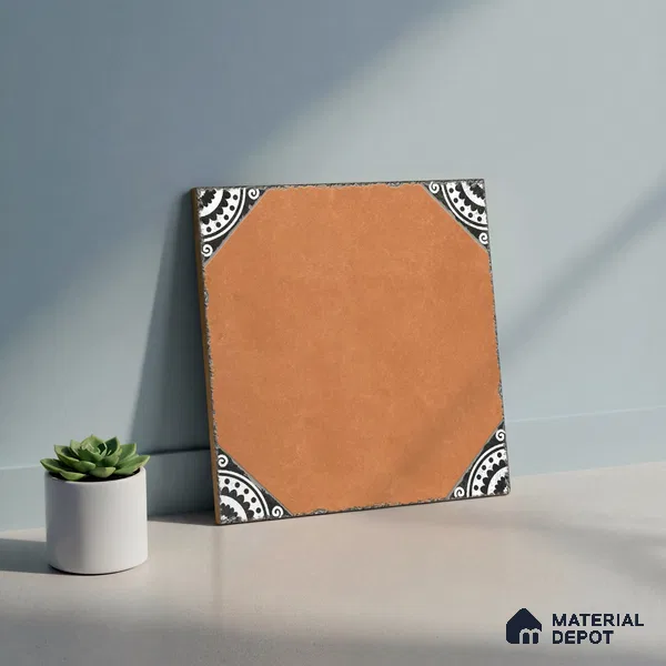 Moroccan Wall & Floor Athangudi Tile TL 10472 C Menta Brown 1 ft x 1 ft Vitrified Glue Granula Matte Finish - 9.5 mm | Suitable for Bathroom, Kitchen, Balcony | 2 mm Spacer is Mandatory | Please Expect a Slight Variation of Pattern