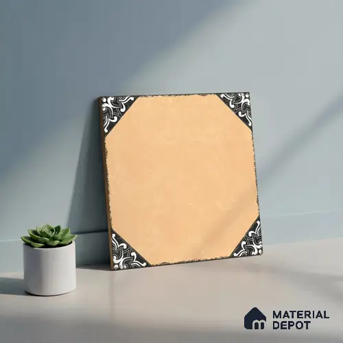 Moroccan Wall & Floor Athangudi Tile TL 10472 D Menta Yellow 1 ft x 1 ft Vitrified Glue Granula Matte Finish - 9.5 mm | Suitable For Living Room, Bedroom, Kitchen | 2 mm Spacer is Mandatory | Please Expect a Slight Variation of Pattern