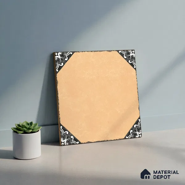 Moroccan Wall & Floor Athangudi Tile TL 10472 D Menta Yellow 1 ft x 1 ft Vitrified Glue Granula Matte Finish - 9.5 mm | Suitable for Bathroom, Kitchen, Balcony | 2 mm Spacer is Mandatory | Please Expect a Slight Variation of Pattern