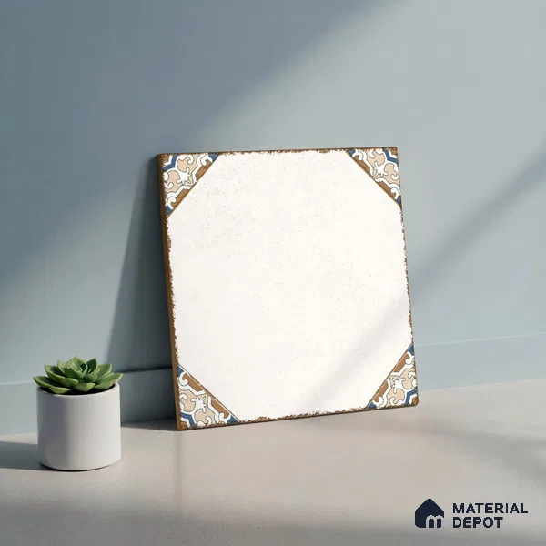 Moroccan Wall & Floor Athangudi Tile TL 10472 Menta Beige 1 ft x 1 ft Vitrified Glue Granula Matte Finish - 9.5 mm | Suitable for Bathroom, Kitchen, Balcony | 2 mm Spacer is Mandatory | Please Expect a Slight Variation of Pattern