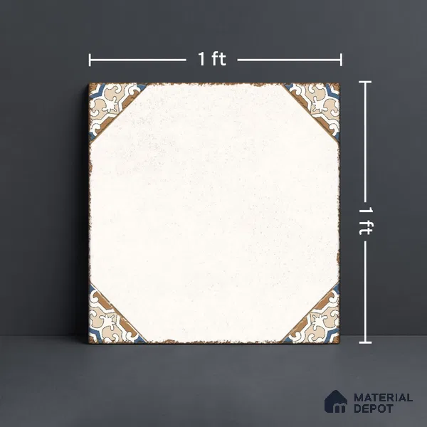 Moroccan Wall & Floor Athangudi Tile TL 10472 Menta Beige 1 ft x 1 ft Vitrified Glue Granula Matte Finish - 9.5 mm | Suitable for Bathroom, Kitchen, Balcony | 2 mm Spacer is Mandatory | Please Expect a Slight Variation of Pattern