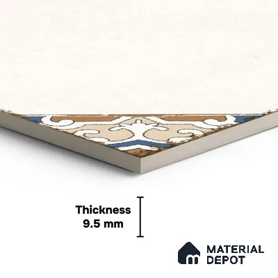 Moroccan Wall & Floor Athangudi Tile TL 10472 Menta Beige 1 ft x 1 ft Vitrified Glue Granula Matte Finish - 9.5 mm | Suitable for Bathroom, Kitchen, Balcony | 2 mm Spacer is Mandatory | Please Expect a Slight Variation of Pattern