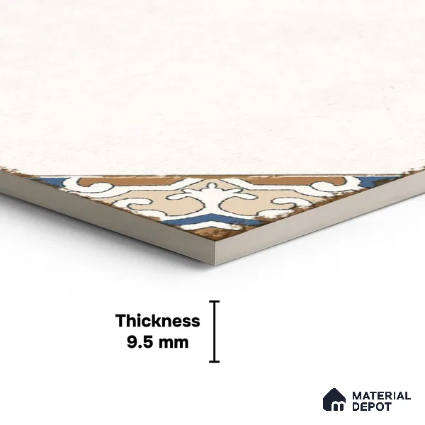 Moroccan Wall & Floor Athangudi Tile TL 10472 Menta Beige 1 ft x 1 ft Vitrified Glue Granula Matte Finish - 9.5 mm | Suitable for Bathroom, Kitchen, Balcony | 2 mm Spacer is Mandatory | Please Expect a Slight Variation of Pattern