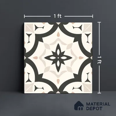 Moroccan Wall & Floor Tile TL 10459 Dimona 1 ft x 1 ft Vitrified Matte Finish - 9.5 mm | Suitable for Bathroom, Kitchen, Balcony | 2 mm Spacer is Mandatory | Please Expect a Slight Variation of Pattern