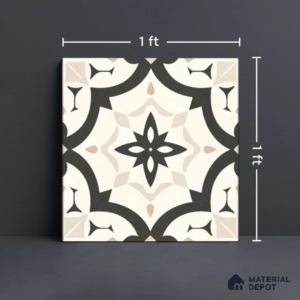 Moroccan Wall & Floor Tile TL 10459 Dimona 1 ft x 1 ft Vitrified Matte Finish - 9.5 mm | Suitable for Bathroom, Kitchen, Balcony | 2 mm Spacer is Mandatory | Please Expect a Slight Variation of Pattern