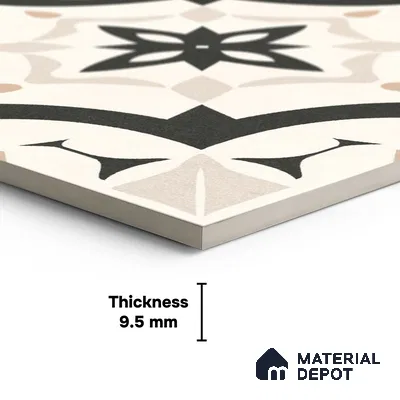Moroccan Wall & Floor Tile TL 10459 Dimona 1 ft x 1 ft Vitrified Matte Finish - 9.5 mm | Suitable for Bathroom, Kitchen, Balcony | 2 mm Spacer is Mandatory | Please Expect a Slight Variation of Pattern