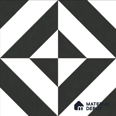 Moroccan Wall & Floor Tile TL 10464 Midnight Monochrome 1 ft x 1 ft Vitrified Matte Finish - 9.5 mm | Suitable for Bathroom, Kitchen, Balcony | 2 mm Spacer is Mandatory | Please Expect a Slight Variation of Pattern