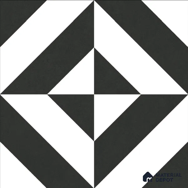 Moroccan Wall & Floor Tile TL 10464 Midnight Monochrome 1 ft x 1 ft Vitrified Matte Finish - 9.5 mm | Suitable for Bathroom, Kitchen, Balcony | 2 mm Spacer is Mandatory | Please Expect a Slight Variation of Pattern