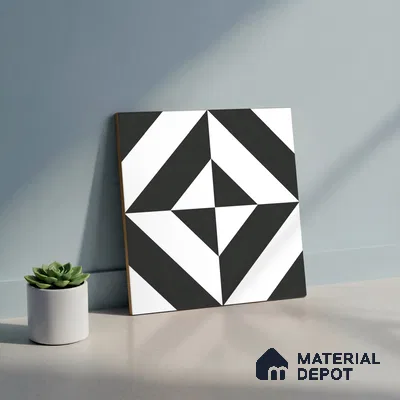 Moroccan Wall & Floor Tile TL 10464 Midnight Monochrome 1 ft x 1 ft Vitrified Matte Finish - 9.5 mm | Suitable for Bathroom, Kitchen, Balcony | 2 mm Spacer is Mandatory | Please Expect a Slight Variation of Pattern