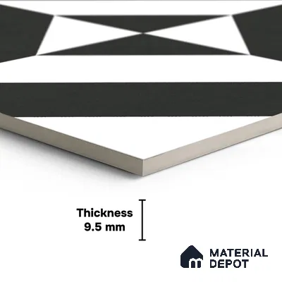 Moroccan Wall & Floor Tile TL 10464 Midnight Monochrome 1 ft x 1 ft Vitrified Matte Finish - 9.5 mm | Suitable for Bathroom, Kitchen, Balcony | 2 mm Spacer is Mandatory | Please Expect a Slight Variation of Pattern