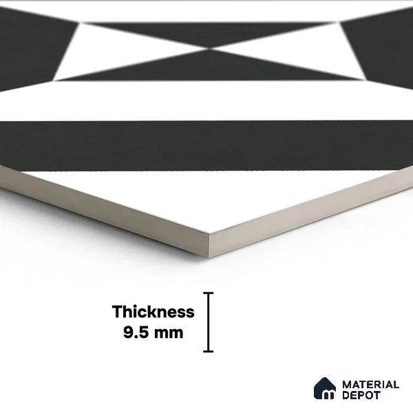 Moroccan Wall & Floor Tile TL 10464 Midnight Monochrome 1 ft x 1 ft Vitrified Matte Finish - 9.5 mm | Suitable for Bathroom, Kitchen, Balcony | 2 mm Spacer is Mandatory | Please Expect a Slight Variation of Pattern