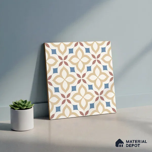 Moroccan Wall & Floor Tile TL 10474 Tribeса 1 ft x 1 ft Vitrified Glue Granula Matte Finish - 9.5 mm | Suitable for Bathroom, Kitchen, Balcony | 2 mm Spacer is Mandatory | Please Expect a Slight Variation of Pattern