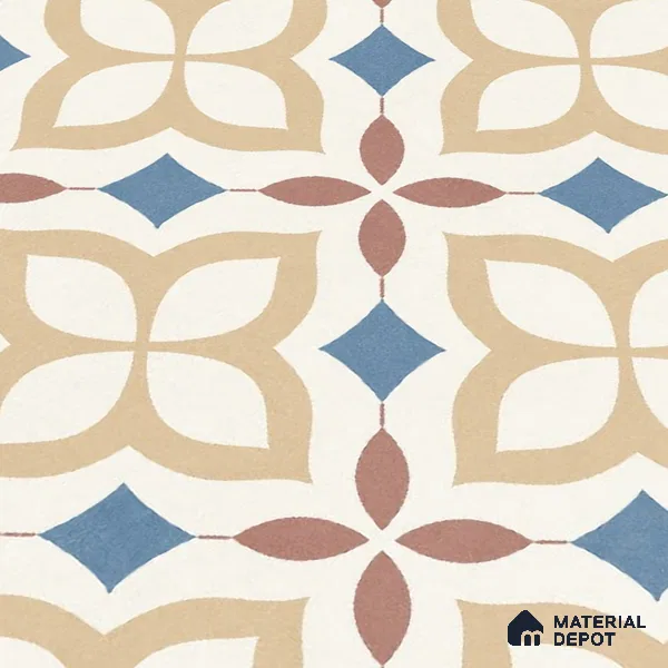 Moroccan Wall & Floor Tile TL 10474 Tribeса 1 ft x 1 ft Vitrified Glue Granula Matte Finish - 9.5 mm | Suitable for Bathroom, Kitchen, Balcony | 2 mm Spacer is Mandatory | Please Expect a Slight Variation of Pattern