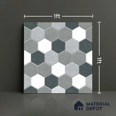 Patterned Look Parking Tile TL 08367  1 ft x 1 ft Vitrified Matte Finish - 8 mm | Please Expect a Slight Variation of Pattern