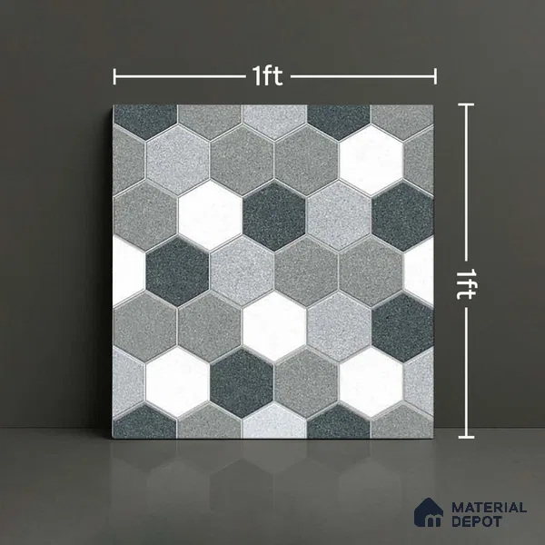 Patterned Look Parking Tile TL 08367 1 ft x 1 ft Vitrified Matte Finish - 8 mm | Please Expect a Slight Variation of Pattern