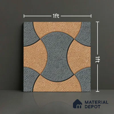 Patterned Look Parking Tile TL 08366  1 ft x 1 ft Vitrified Matte Finish - 8 mm | Please Expect a Slight Variation of Pattern