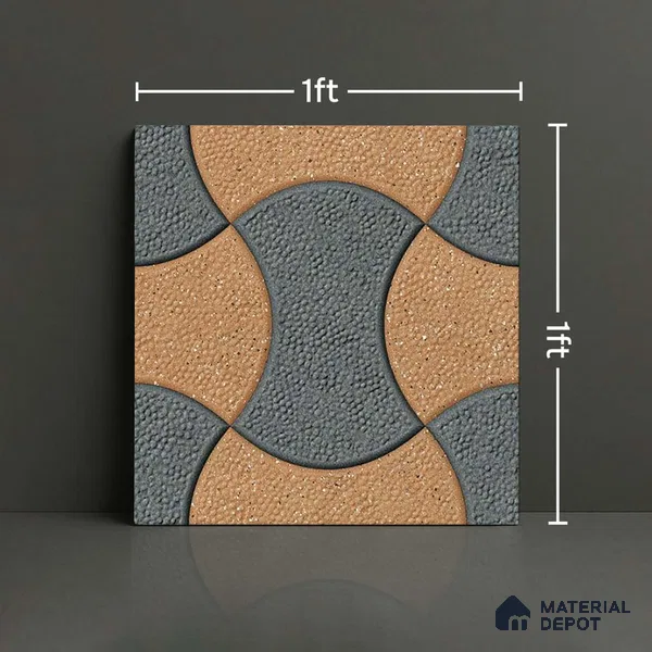 Patterned Look Parking Tile TL 08366 1 ft x 1 ft Vitrified Matte Finish - 8 mm | Please Expect a Slight Variation of Pattern