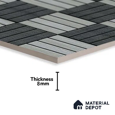 Patterned Look Parking Tile TL 08374  1 ft x 1 ft Vitrified Matte Finish - 8 mm | Please Expect a Slight Variation of Pattern
