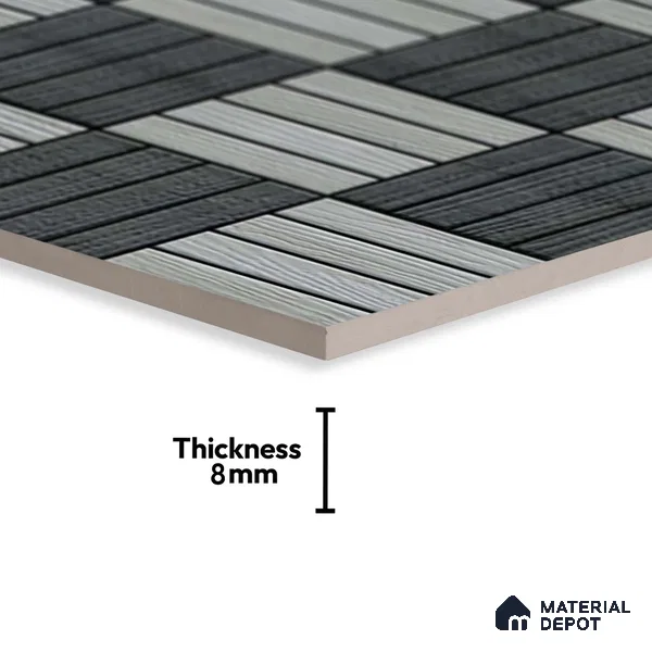 Patterned Look Parking Tile TL 08374 1 ft x 1 ft Vitrified Matte Finish - 8 mm | Please Expect a Slight Variation of Pattern