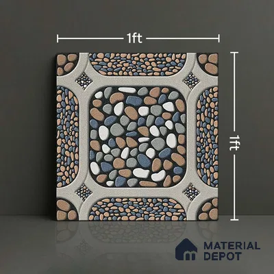 Patterned Look Parking Tile TL 08388  1 ft x 1 ft Vitrified Matte Finish - 8 mm | Please Expect a Slight Variation of Pattern