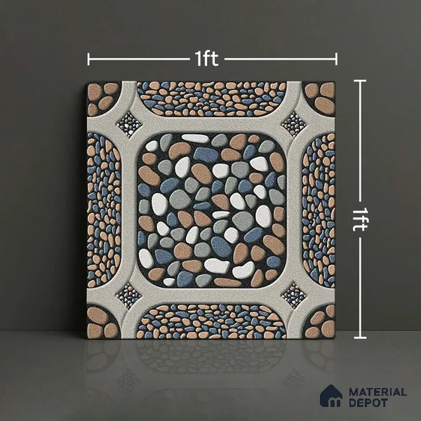 Patterned Look Parking Tile TL 08388  1 ft x 1 ft Vitrified Matte Finish - 8 mm | Please Expect a Slight Variation of Pattern