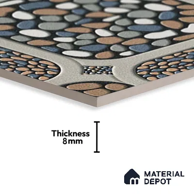 Patterned Look Parking Tile TL 08388  1 ft x 1 ft Vitrified Matte Finish - 8 mm | Please Expect a Slight Variation of Pattern