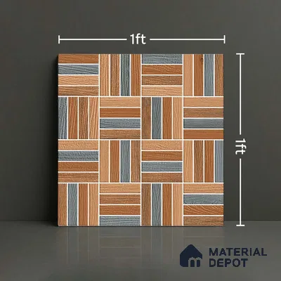 Patterned Look Parking Tile TL 08371  1 ft x 1 ft Vitrified Matte Finish - 8 mm | Please Expect a Slight Variation of Pattern