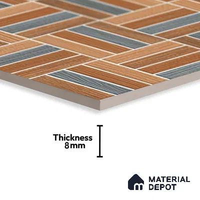 Patterned Look Parking Tile TL 08371  1 ft x 1 ft Vitrified Matte Finish - 8 mm | Please Expect a Slight Variation of Pattern