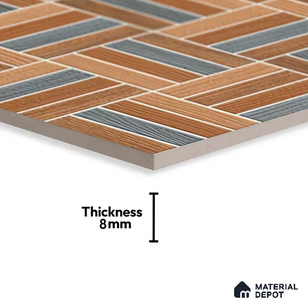 Patterned Look Parking Tile TL 08371 1 ft x 1 ft Vitrified Matte Finish - 8 mm | Please Expect a Slight Variation of Pattern
