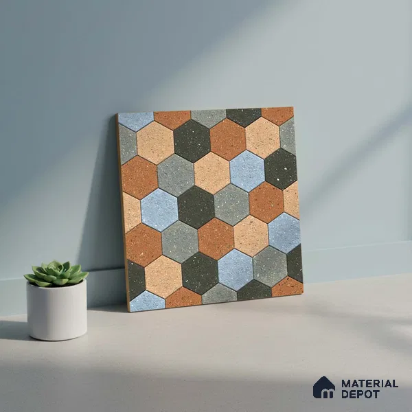 Patterned Look Parking Tile TL 08368  1 ft x 1 ft Vitrified Matte Finish - 8 mm | Please Expect a Slight Variation of Pattern