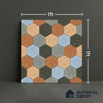 Patterned Look Parking Tile TL 08368  1 ft x 1 ft Vitrified Matte Finish - 8 mm | Please Expect a Slight Variation of Pattern