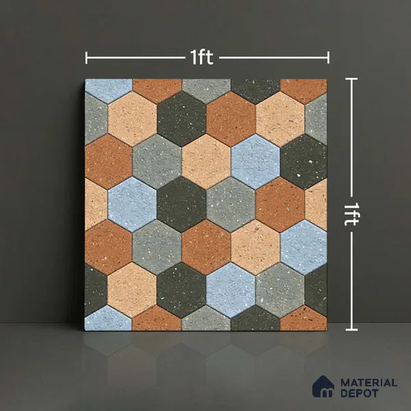 Patterned Look Parking Tile TL 08368  1 ft x 1 ft Vitrified Matte Finish - 8 mm | Please Expect a Slight Variation of Pattern