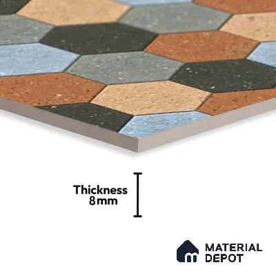Patterned Look Parking Tile TL 08368  1 ft x 1 ft Vitrified Matte Finish - 8 mm | Please Expect a Slight Variation of Pattern