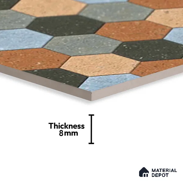 Patterned Look Parking Tile TL 08368  1 ft x 1 ft Vitrified Matte Finish - 8 mm | Please Expect a Slight Variation of Pattern