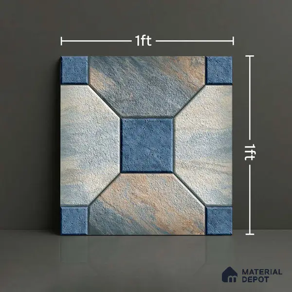 Stone Look Parking Tile TL 08387 1 ft x 1 ft Vitrified Matte Finish - 8 mm | Please Expect a Slight Variation of Pattern