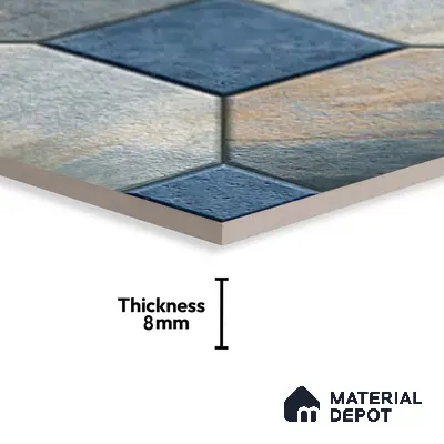 Stone Look Parking Tile TL 08387  1 ft x 1 ft Vitrified Matte Finish - 8 mm | Please Expect a Slight Variation of Pattern