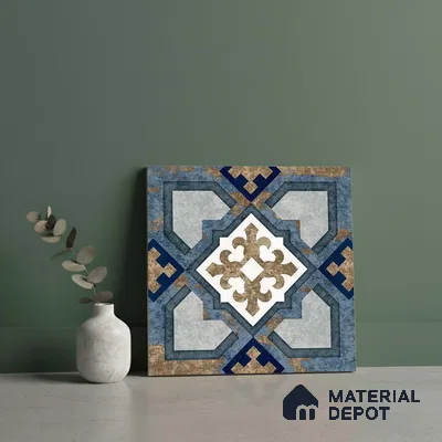 Moroccan Wall & Floor Tile TL 08375 1 ft x 1 ft Vitrified Matte Finish - 8 mm | Suitable For Bathroom, Kitchen, Balcony | Please Expect a Slight Variation of Pattern