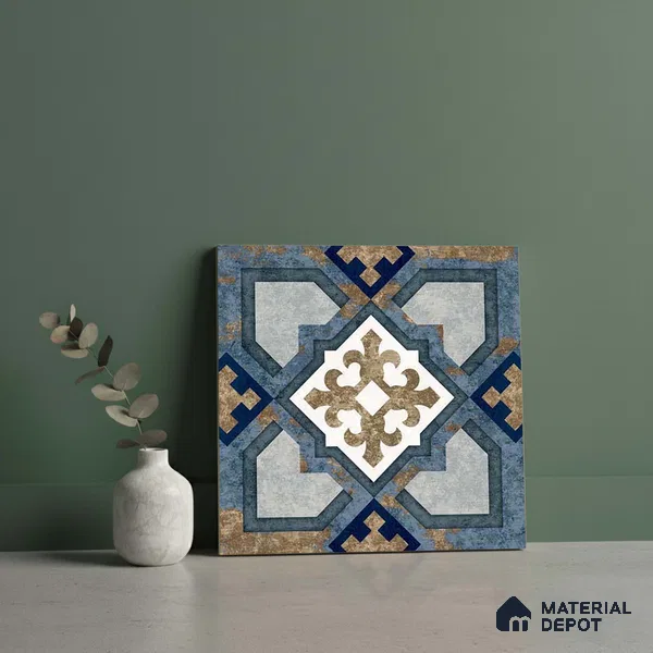 Moroccan Wall & Floor Tile TL 08375 1 ft x 1 ft Vitrified Matte Finish - 8 mm | Suitable For Bathroom, Kitchen, Balcony | Please Expect a Slight Variation of Pattern