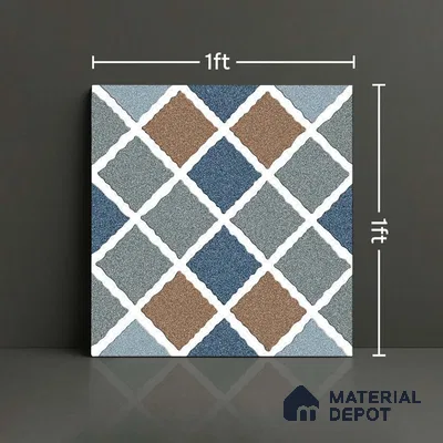 Patterned Look Parking Tile TL 08369  1 ft x 1 ft Vitrified Matte Finish - 8 mm | Please Expect a Slight Variation of Pattern