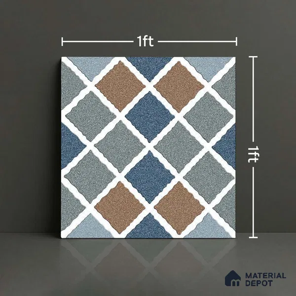 Patterned Look Parking Tile TL 08369  1 ft x 1 ft Vitrified Matte Finish - 8 mm | Please Expect a Slight Variation of Pattern