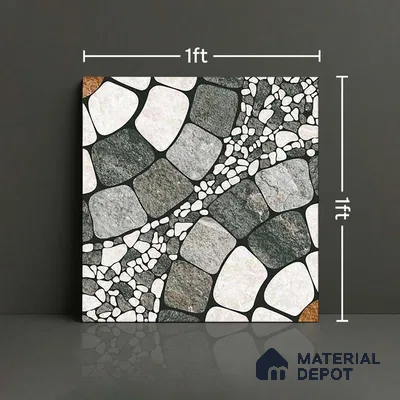 Patterned Look Parking Tile TL 08373  1 ft x 1 ft Vitrified Matte Finish - 8 mm | Please Expect a Slight Variation of Pattern