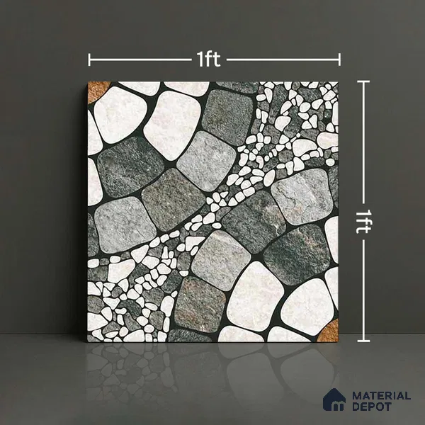 Patterned Look Parking Tile TL 08373  1 ft x 1 ft Vitrified Matte Finish - 8 mm | Please Expect a Slight Variation of Pattern