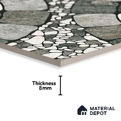 Patterned Look Parking Tile TL 08373  1 ft x 1 ft Vitrified Matte Finish - 8 mm | Please Expect a Slight Variation of Pattern