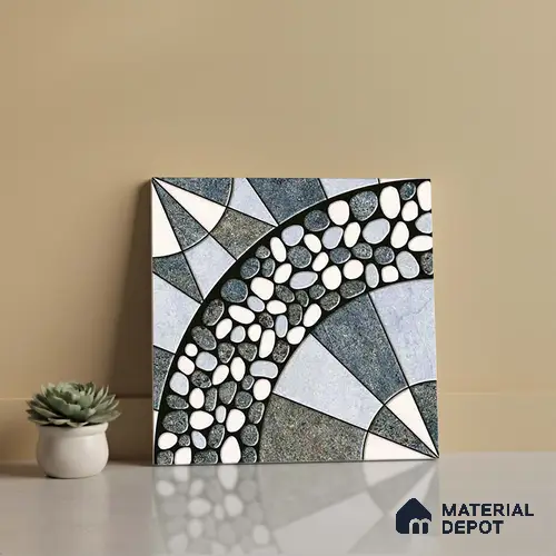Patterned Look Parking Tile TL 08389  1 ft x 1 ft Vitrified Matte Finish - 8 mm | Please Expect a Slight Variation of Pattern