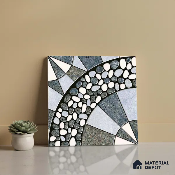 Patterned Look Parking Tile TL 08389 1 ft x 1 ft Vitrified Matte Finish - 8 mm | Please Expect a Slight Variation of Pattern